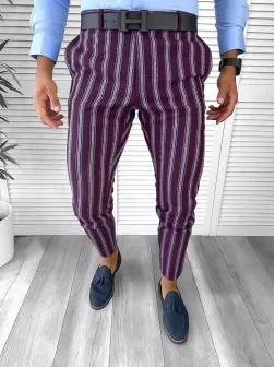 Pantaloni barbati eleganti grena B1556 21-4 / 18-4 E ~